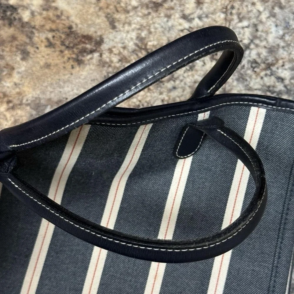 Longchamp Le Pliage Striped Denim Nautical Tote Bag Approx. 13